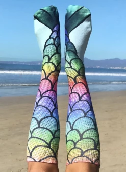 Living Royal Rainbow Mermaid Knee High Socks Gifts