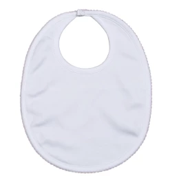 Baby Registry White Pima Bib W/Pink Trim