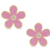 Lily Nily Flower CZ Stud Earrings- Pink Gifts