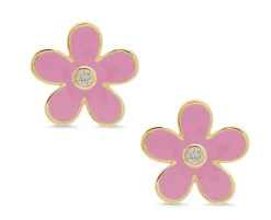 Lily Nily Flower CZ Stud Earrings- Pink Gifts