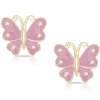 Lily Nily Butterfly Stud Earrings W/ Crystals
