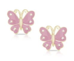 Lily Nily Butterfly Stud Earrings W/ Crystals