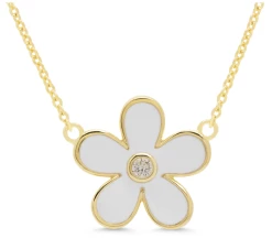 Lily Nily Gifts Flower CZ Pendant- White