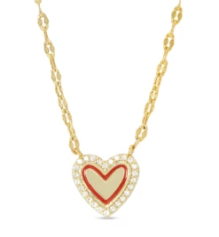 Lily Nily Gifts Red Heart & CZ Necklace