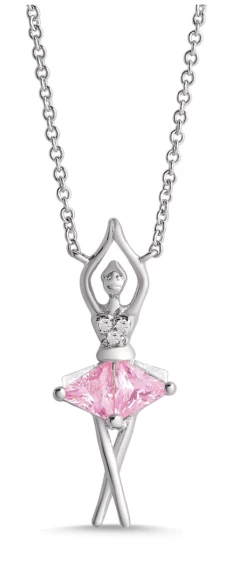 Lily Nily Pink & White CZ Ballerina Necklace