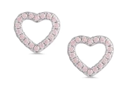 Lily Nily Open Heart Pink CZ Stud Earrings