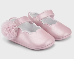 Mayoral Fall Pink Mary Jane Shoes W/Flower