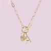 Jane Marie Gold "A" Initial With Textured Heart Necklace