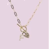 Jane Marie Gifts Gold "F" Initial With Textured Heart Necklace