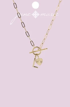 Jane Marie Gold "L" Initial With Textured Heart Necklace