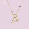Jane Marie Gold "N" Initial With Textured Heart Necklace