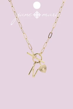 Jane Marie Gold "N" Initial With Textured Heart Necklace