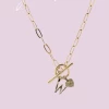 Jane Marie Gold "W" Initial With Textured Heart Necklace
