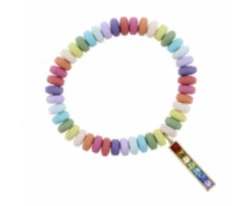 Jane Marie Kids Multi Colored Disk Beads W/ Multi Crystal Bar Bracelet