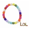 Jane Marie Kids Multi Colored Cylinder Beads W/ Multi Crystal "LOL" Bracelet Gifts