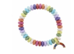 Jane Marie Kids Multi Colored Disk Beads W/ Multi Crystal One Arch Rainbow Bracelet