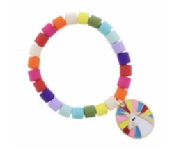 Jane Marie Gifts Kids Multi Colored Cylinder Beads W/ Unicorn Oval Bracelet