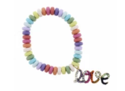 Jane Marie Multi Colored Disk Beads W/ Multi Crystal "Love" Bracelet Gifts