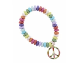 Jane Marie Gifts Kids Multi Colored Disk Beads W/ Multi Crystal Peace Sign
