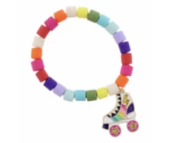 Jane Marie Kids Multi Colored Cylinder Beads W/ Roller Skate Bracelet Gifts