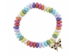 Jane Marie Gifts Multi Colored Disk Beads W/ Crystal Butterfly Bracelet