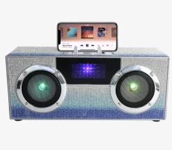 WIRELESS EXPRESS Toys Bling Mini Boombox W/Phone Holder Bling Blue