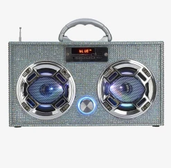 WIRELESS EXPRESS Iridescent Bling Boombox W/LED Speakers Toys