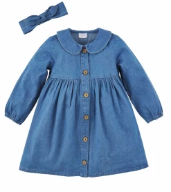 Mudpie Fall Clothing Denim Dress W/ Headband