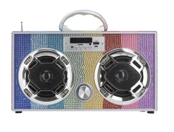 WIRELESS EXPRESS Rainbow Bling Retro Bluetooth Boombox
