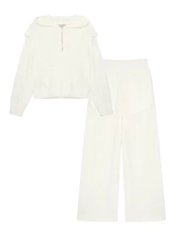 Habitual Girl/Truce Fall 50% Off Fall Clothing Off-White Velvet Tracksuit Set