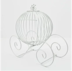 Mudpie Decor White Wire Pumpkin Coach