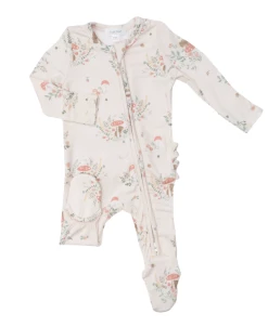 Baby Registry Mouse And Mushroom 2 Way Ruffle Zipper Footie
