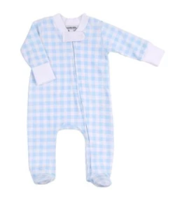 Baby Registry Baby Checks Fall Footie Lt Blue