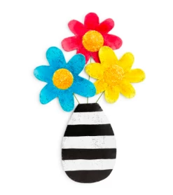 DEMDACO Flowers In Striped Vase Door Hanger Decor