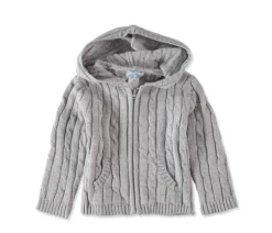 Mudpie Fall Clothing New Arrivals Grey Hooded Full Zip Infant Sweater