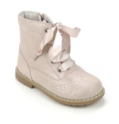 L'Amour Blush Pink Shimmer Stellina Lace Boot Shoes