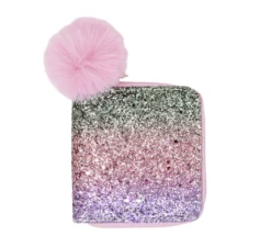 ZOMI GEMS Gifts Rainbow Glitter Wallet W/ Pom Pom