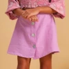 Bela & Nuni Fall New Arrivals Lavender Linen Button Front Skirt