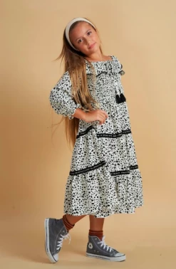 Bela & Nuni Fall Dalmation Dots Long Dress New Arrivals