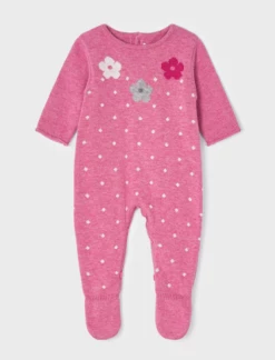 Mayoral Fall New Arrivals Berry Sweater Footie W/Flowers