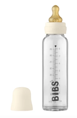 Bibs Pacifier Baby Glass Bottle Complete Set 225ml Ivory