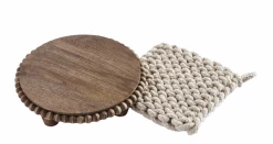 Mudpie Decor Beaded Trivet W/ Crochet Holder