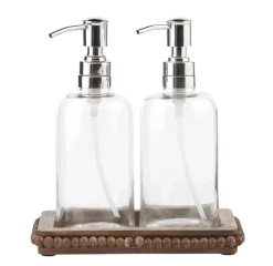 Mudpie Decor Wood Beaded Soap Set