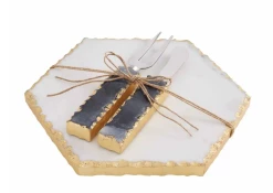 Mudpie Decor Chipped Marble Cheese Set