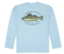 Properly Tied Fall 22 Adult Performance Tee LS Hooked Light Blue