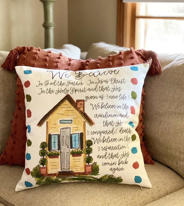 Brand new ๐ GLORY HAUS This House Believes Double Sided Pillow Decor ๐ 1 GLORY HAUS This House Believes Double Sided Pillow Decor