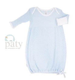 Baby Registry Paty Blue Pinstripe Gown W/White Trim