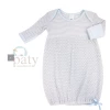 Baby Registry Paty Gown Grey W/Blue Trim