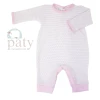 Paty Infant Clothing Pink Pinstripe Romper W/Pink Jersey Trim