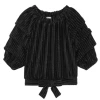 Habitual Girl/Truce Fall New Arrivals Velour Gathered Sleeves Top- Black